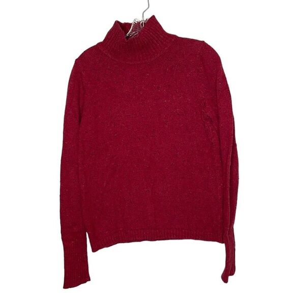 L.L.Bean Red Wool blend Mock Neck Speckled Sweater. Size Small. - Picture 1 of 10